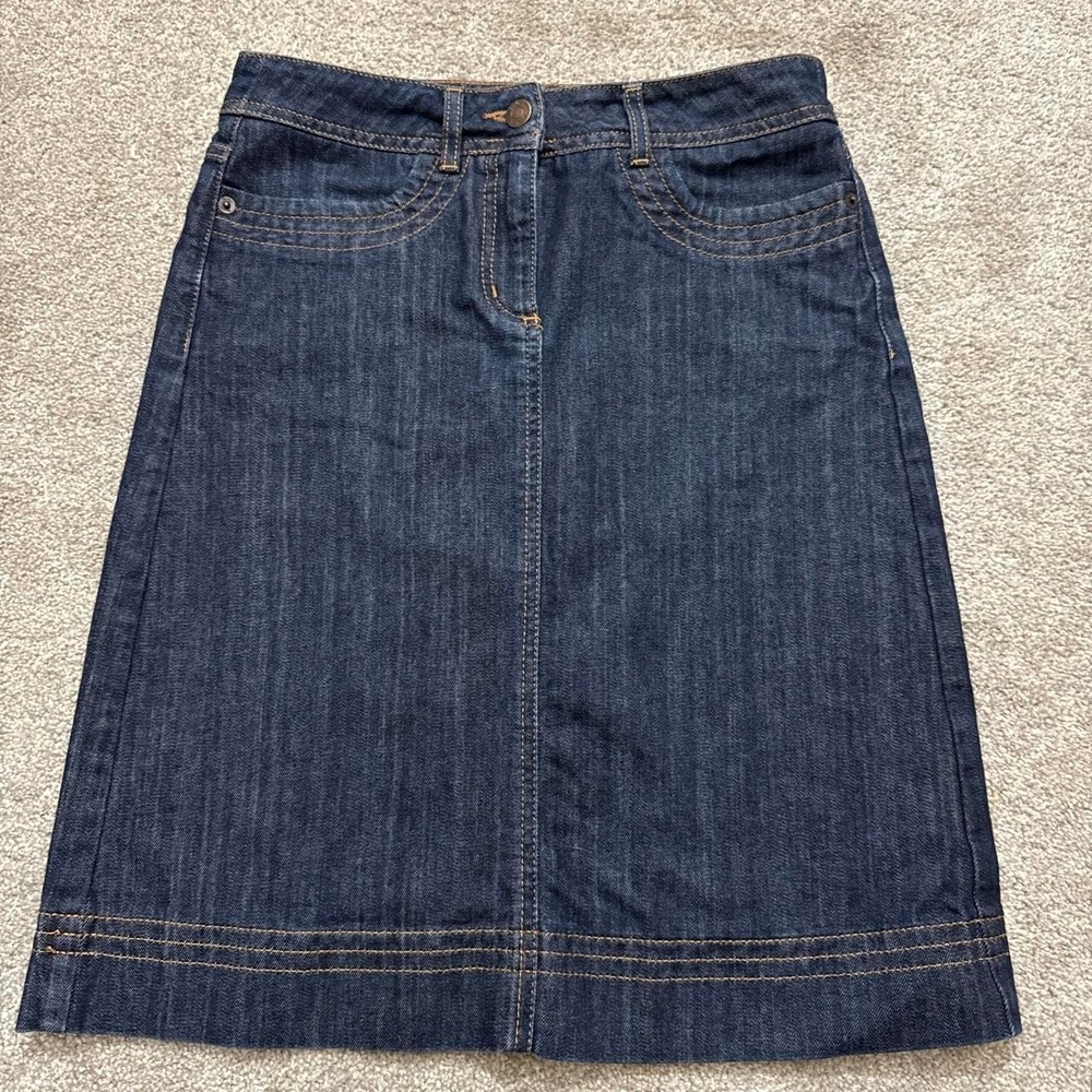 Boden Button Front Denim Skirt Women's 4R Blue Jean Skirt